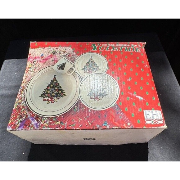 EHI YULETIDE China 16 Piece Set 4 Piece Place Setting Missing 1 Cup Original Box - Picture 11 of 12